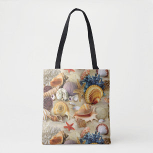 Bolsa Tote Conchas marítimas na praia