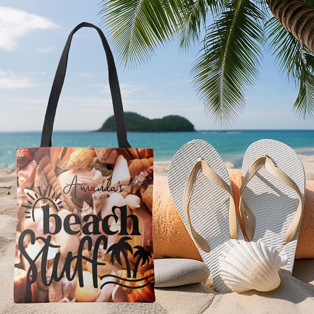 Bolsa Tote Conchas personalizadas "Coisas da praia"  (Criador carregado)