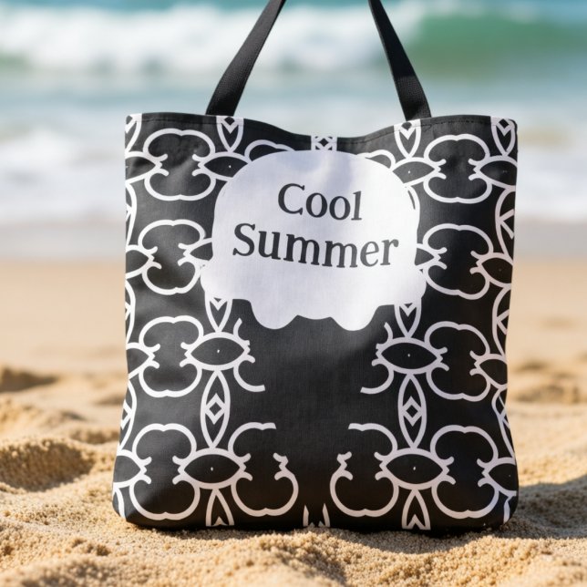 Bolsa Tote Cone de Sorvete Geométrico Preto e Branco (Cool Summer vibes, customize your tote. Hand drawn for your pleasure.)