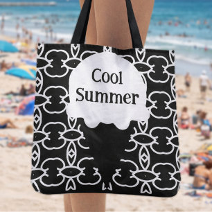 Bolsa Tote Cone de Sorvete Geométrico Preto e Branco