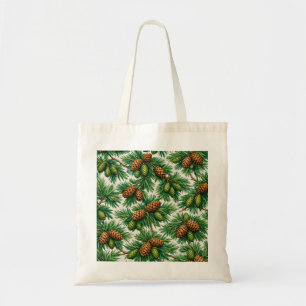 Bolsa Tote Cones de Cedro e Ramos de Sempre-Verde Botânico