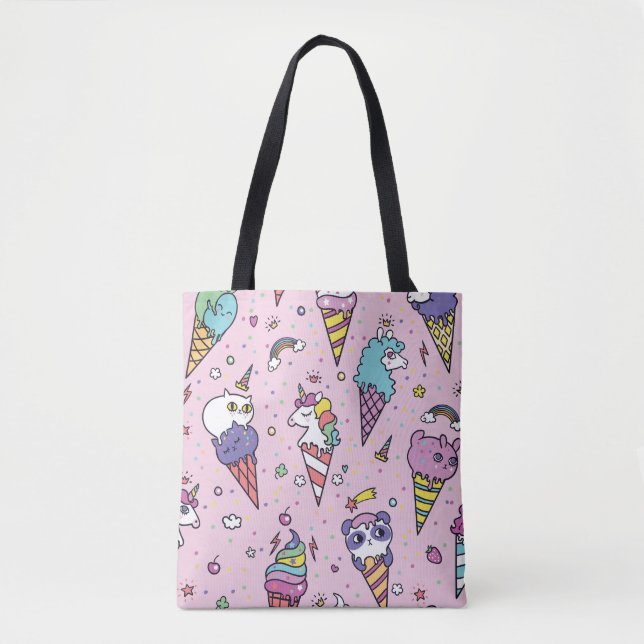 Bolsa Tote Cones de Sorvete de animais (Frente)