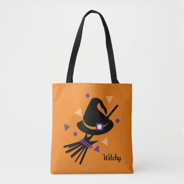 Bolsa Tote Confete de Chapéu de Bruxa Bruxa (Frente)
