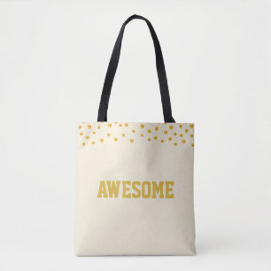 Bolsa Tote Confete Dourado Elegante sobre Bege
