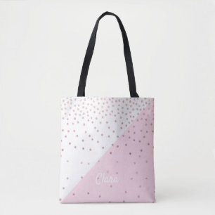 Bolsa Tote Confetes cor-de-rosa do brilho do ouro do falso