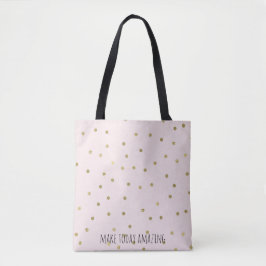 Bolsa Tote Confetti Dourado Sparkle Rosa Blush Personalizado