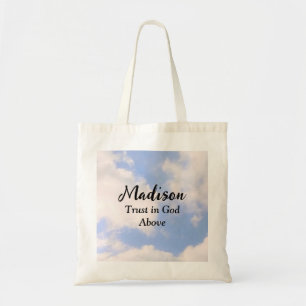 Bolsa Tote Confiança em Deus Blue Sky Nome personalizado Insp