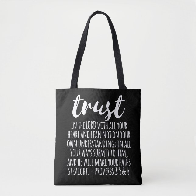 Bolsa Tote Confiança no Lorde Proverbs 3:5-6 (Frente)