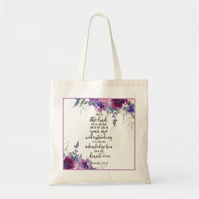 Bolsa Tote Confie no Senhor floral (Frente)
