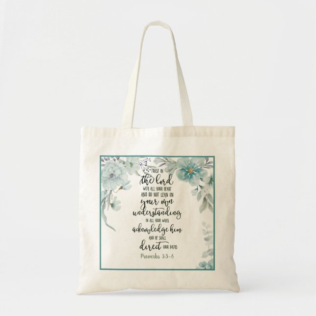 Bolsa Tote Confie no Senhor floral   (Frente)