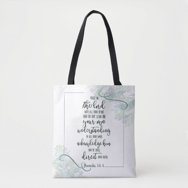 Bolsa Tote Confie no Senhor floral (Frente)