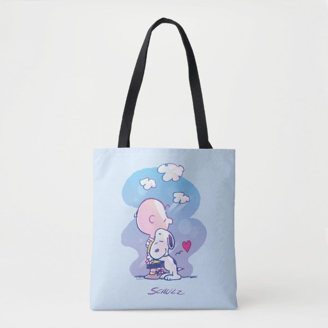 Bolsa Tote Conforto e segurança | Charlie & Snoopy Hug (Frente)