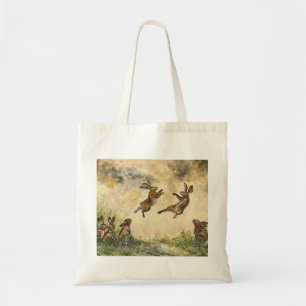 Bolsa Tote Confronto de prado Lebres brincalhonas em um prado