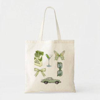 Bolsa Tote Conjunto de Adesivos Estética Green Coquette | Car