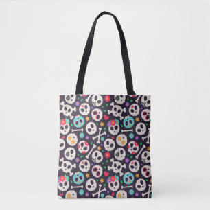 Bolsa Tote Conjunto de crânio. Padrão sem costura com desig