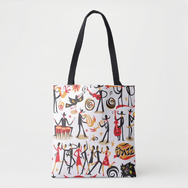 Bolsa Tote Conjunto de ícones de Jazz: fundo branco isolado (Frente)