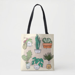 Bolsa Tote Conjunto de lindas plantas caseiras em potes. botâ