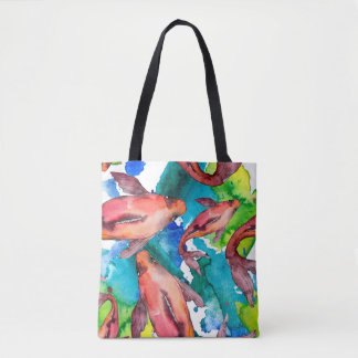 Bolsa Tote Conjunto de peixes aquáticos. Mar vermelho e peixe