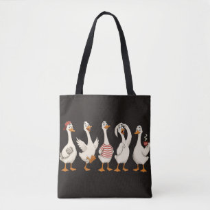 Bolsa Tote Conjunto de Personagens de Ganso Engraçado