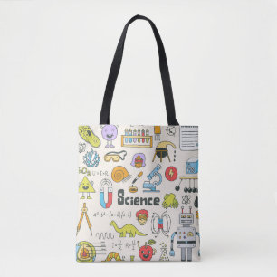 Bolsa Tote Conjunto de rabiscos da ciência escolar 1. Vintag