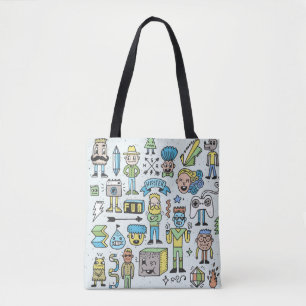 Bolsa Tote Conjunto de rabiscos de hipsteres malucos 2. Mão