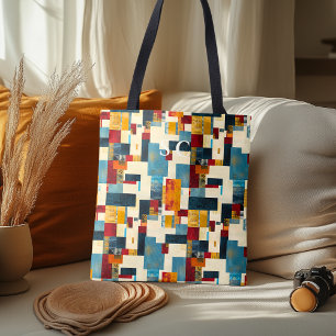 Bolsa Tote Conjunto Geométrico de Remendos em Vermelho, Amare