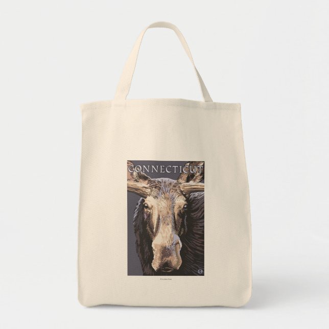Bolsa Tote ConnecticutMoose para Cima Fechar (Frente)
