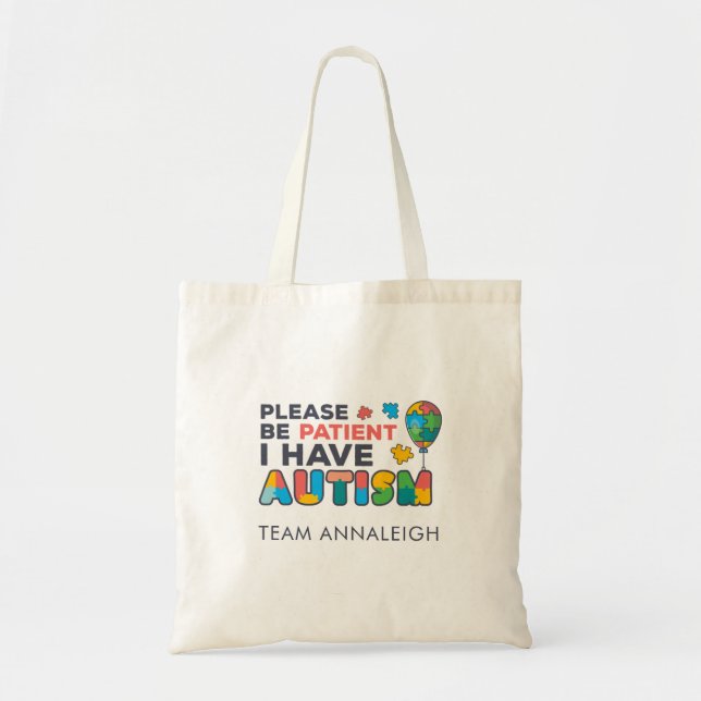 Bolsa Tote Consciência Autismo Por Favor Seja Equipe Personal (Frente)