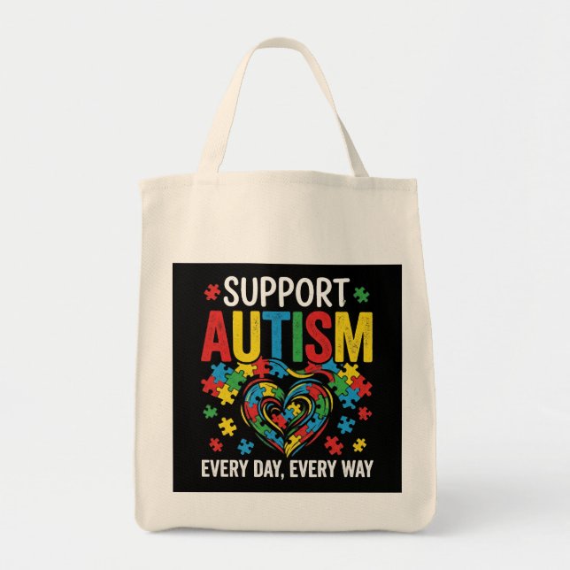 Bolsa Tote Conscientização do autismo (Frente)