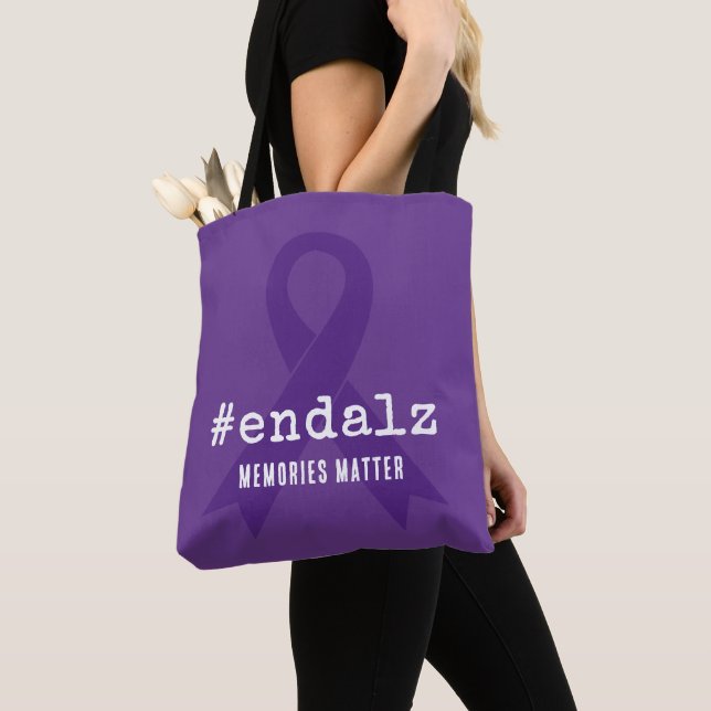 Bolsa Tote Conscientização sobre Alzheimer Hashtag Acabe com  (Close Up)