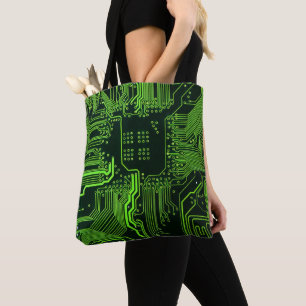 Bolsa Tote Conselho de Circuito Eletrônico Verde de Nerd Extr