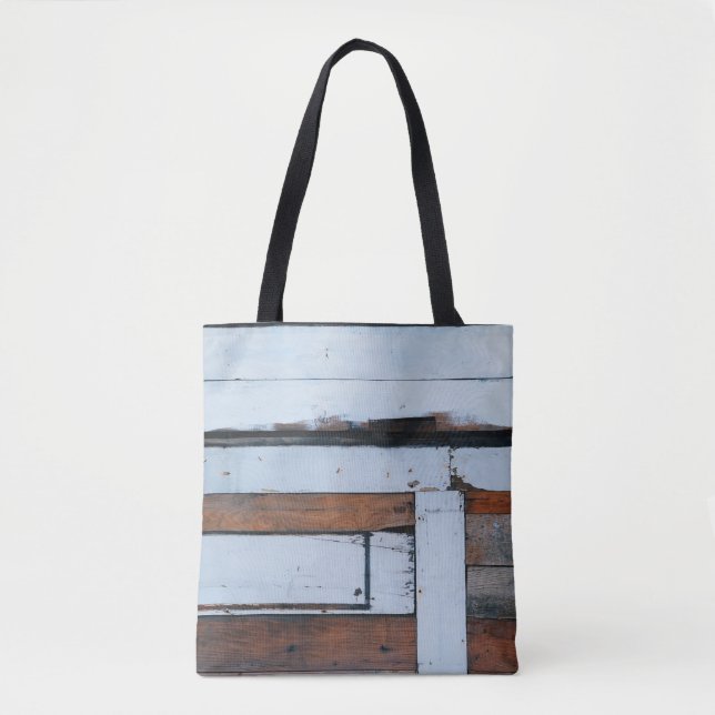 Bolsa Tote Conselho de madeira branca e castanha (Frente)