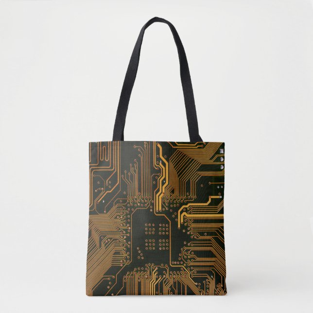 Bolsa Tote Conselho Nerd de saída PCB Laranja Circuito Eletrô (Frente)