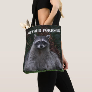 Bolsa Tote Conservação da Floresta de Foto de Raccoon Wildl