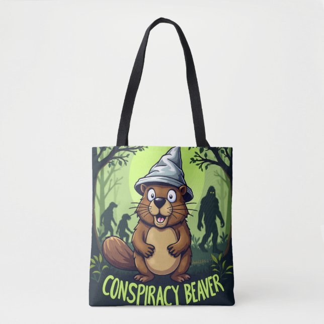 Bolsa Tote Conspiracy Beaver | Funny Cryptid Hunter (Frente)