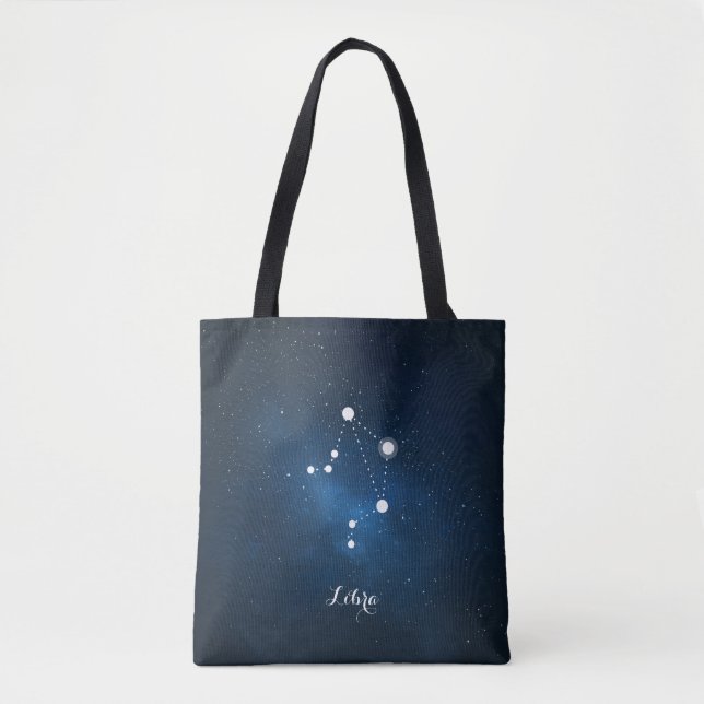 Bolsa Tote Constelação de Símbolo Zodiac Azul (Frente)