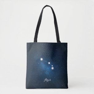 Bolsa Tote Constelação de Sinal Zodíaco de Aries Azul