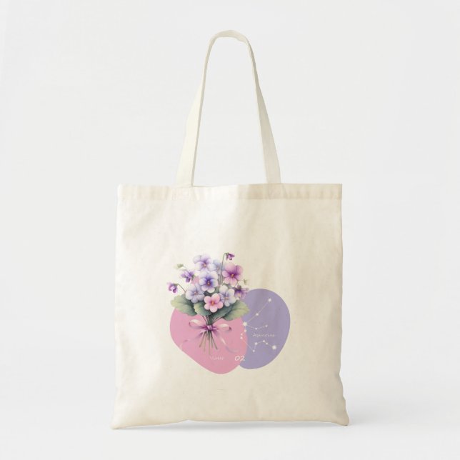 Bolsa Tote Constelação Violeta Graceful Aquarius Romântica (Frente)