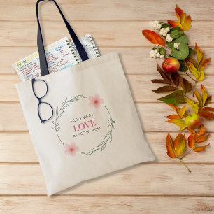 Bolsa Tote Construído Com Amor Criado Pela Mamãe Citação Flor