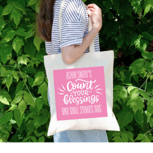 Bolsa Tote Contar as Bênçãos Saco da Igreja VBS Nome da Crian