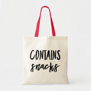 Bolsa Tote "Contém Snacks" Saco de toques de compras