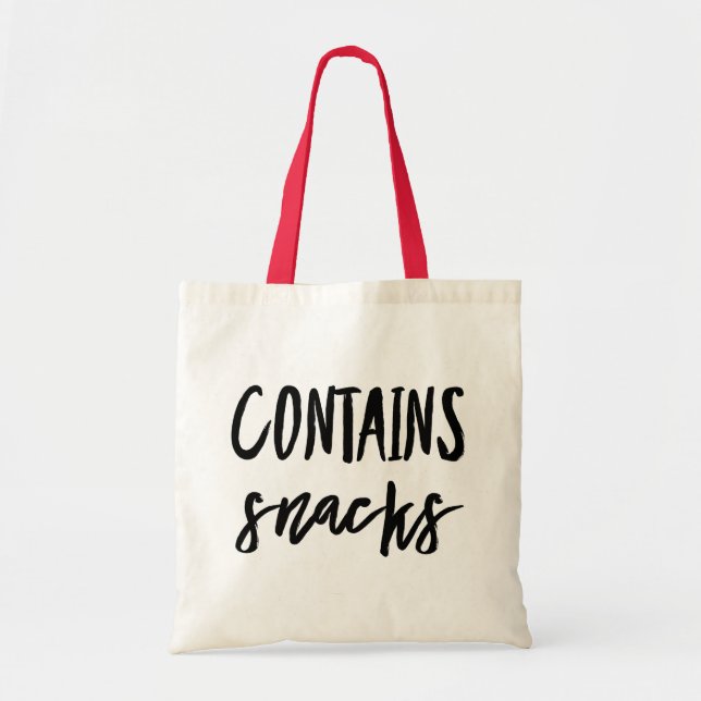 Bolsa Tote "Contém Snacks" Saco de toques de compras (Frente)
