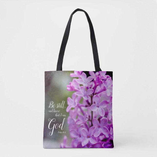 Bolsa Tote Continuar A Ser Flores De Lilac Roxo 46:10 (Frente)