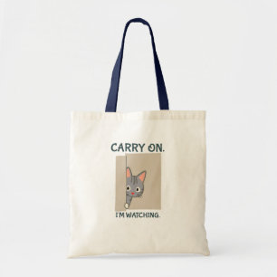 Bolsa Tote Continue, Estou Observando Gato Cinza