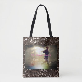 Bolsa Tote Continue Movendo a Glitter Castanho