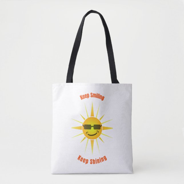 Bolsa Tote Continue sorrindo e continuando brilhando na barra (Frente)