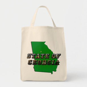 Bolsa Tote Contorno do Mapa do Estado da Geórgia e Texto da I