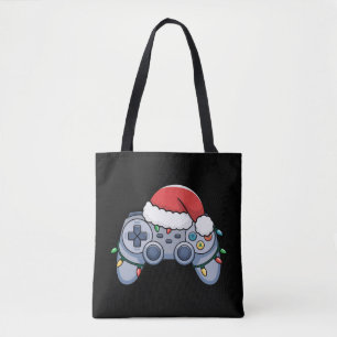 Bolsa Tote Controlador de Video Game Chapéu de Natal do Papai