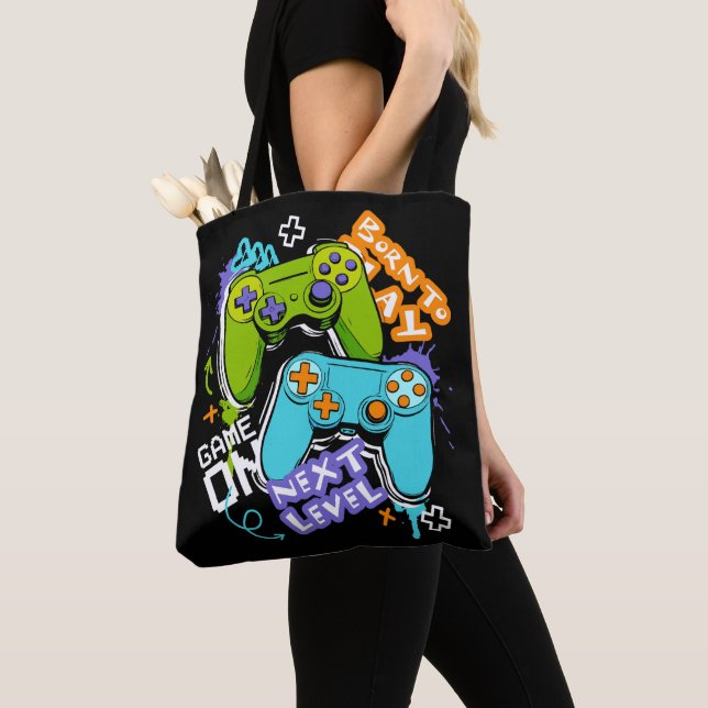 Bolsa Tote Controladores de jogo Graffiti  Jogos Nascido Para (Close Up)