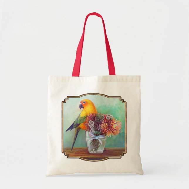 Bolsa Tote Conure e flores de Sun (Frente)